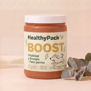 Tarro terracotta de HealthyPack Boost, multivitaminico en polvo para perros, 270g, sabor pavo