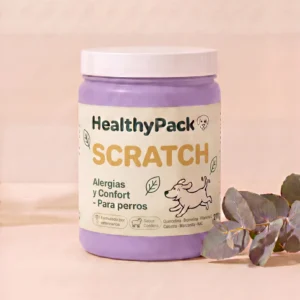 Tarro lavanda de HealthyPack Scratch, suplemento en polvo antialergico para perros, 270g, sabor cordero